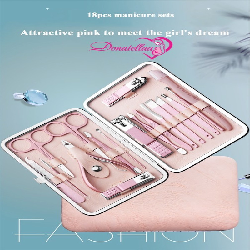 Pink Manicure Set 18 in 1 Stainless Steel Grooming Kit Professional Pedicure set